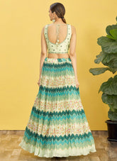 Embroidered Chinnon Lehenga in Green